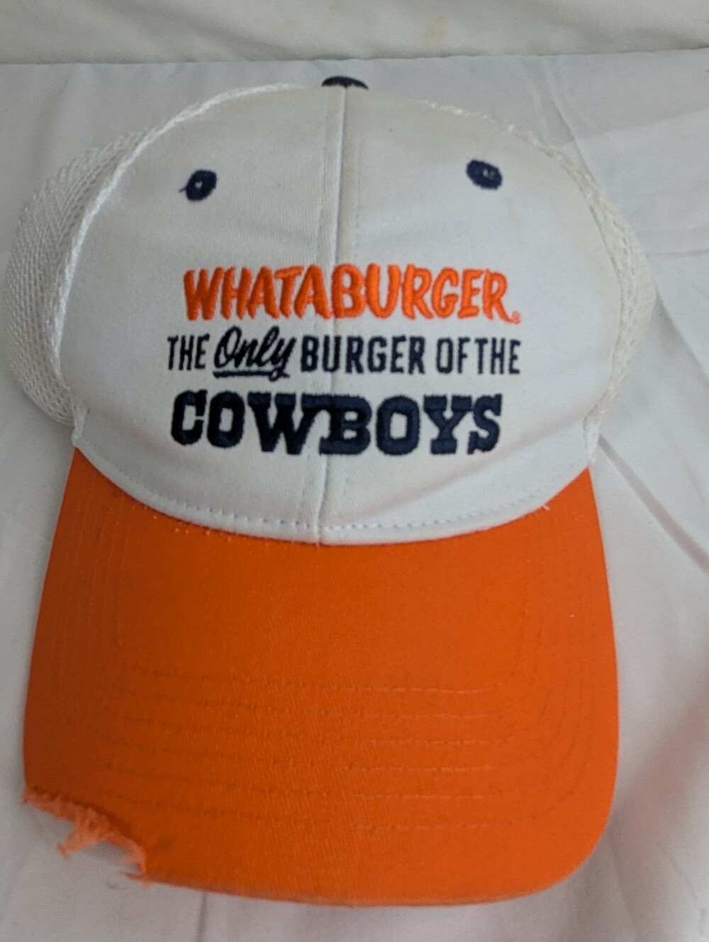 Whataburger Orange & White Cap With Adjustable Snap Strap
